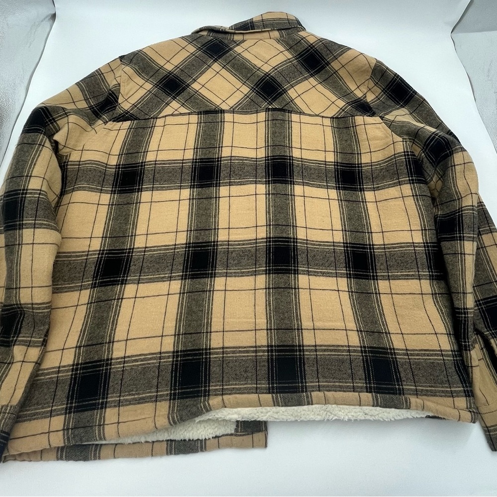 Lucky Brand Tan and Black Plaid Shirt Jacket - Picture 7 of 8